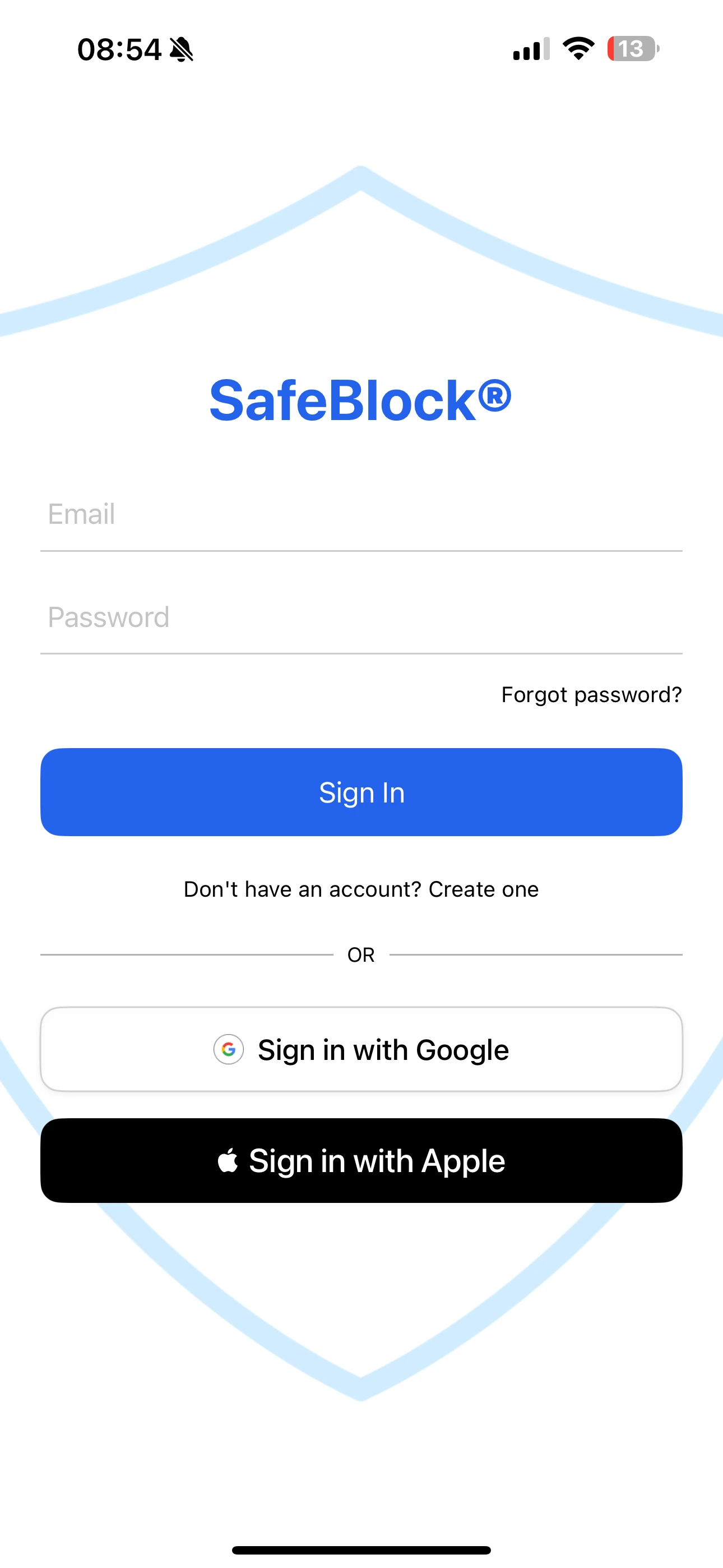 SafeBlock Home Screen